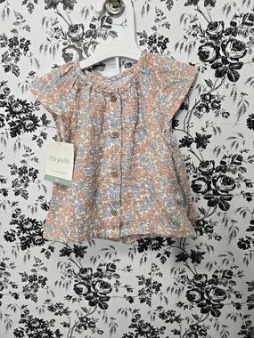 Little Planet By Carter's Peach & Blue Floral Button-Front 6mo Baby Set